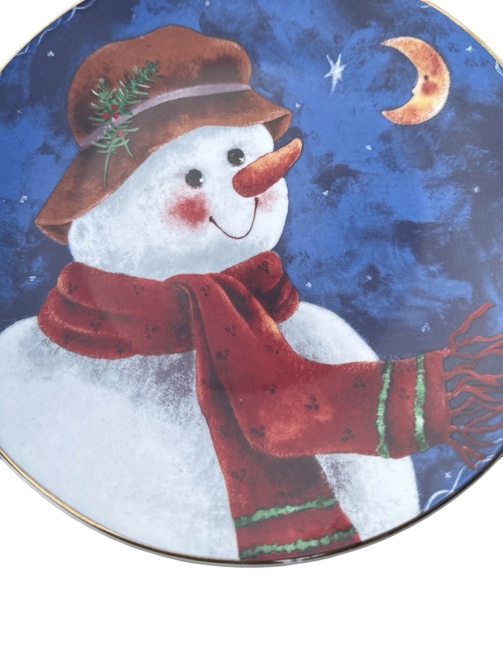 Winter Dreams Elaine Thompson Snowman Christmas Salad Plates 10.125” Lot 2 Plate - Picture 7 of 7